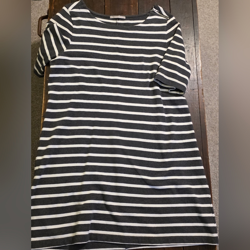 GAP Charcoal Gray and White Striped Dress